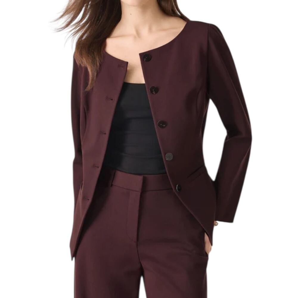 NWT OGL Empower Stretch Boatneck Blazer Ponte Knit Dark Berry Size Small